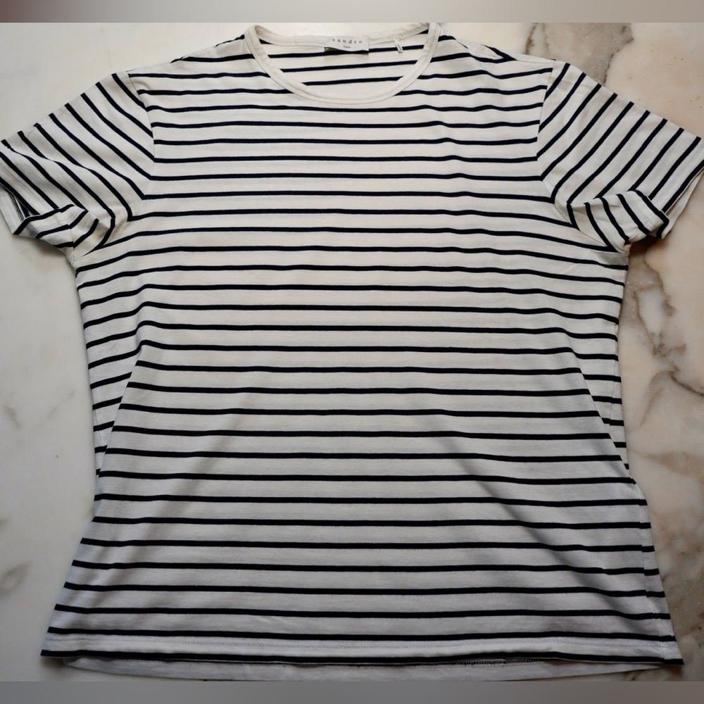Sandro Navy and White Striped Tee